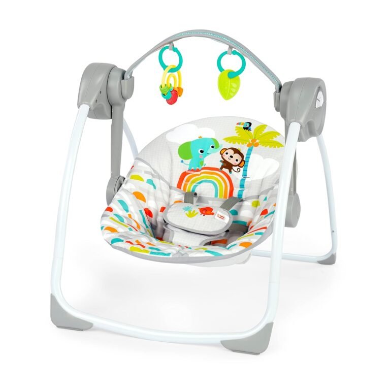 Bright Starts Playful Paradise Portable Compact Automatic Baby Swing with Music