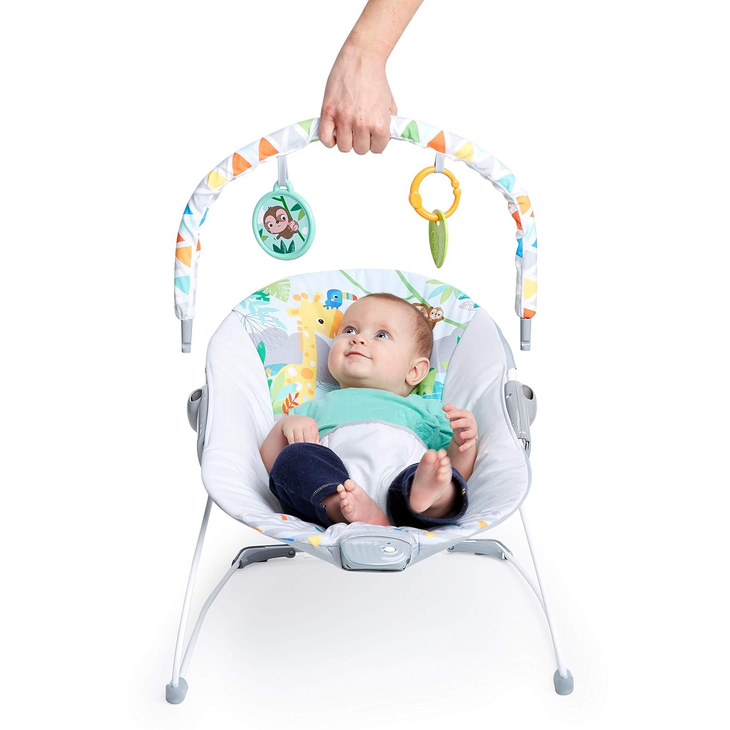 Bright Starts Baby Bouncer Soothing Vibrations Infant Seat - Removable -Toy Bar