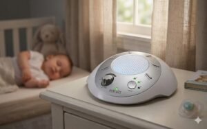 Homedics SoundSleep White Noise Sound Machine, Silver, Small Travel Size with 6 Relaxing Nature Sounds, Portable Therapy for Home, Office, Nursery, Auto-Off Timer