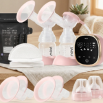 NCVI Electric Breast Pump 8782, Portable Hospital-Grade Double Pump with 4 Modes & 9 Levels, Anti-Backflow, Rechargeable Quiet Breastfeeding Pump for Efficient Comfortable Use at Home, Work or Travel